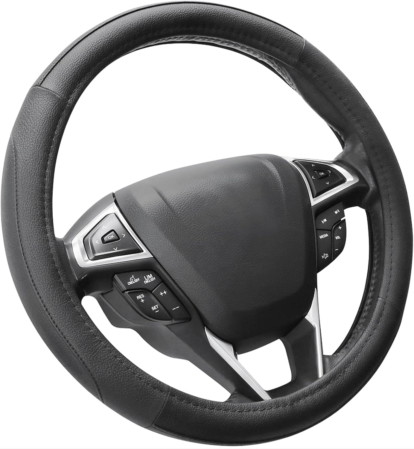 SEG Direct Black Microfiber Leather Auto Car Steering Wheel Cover