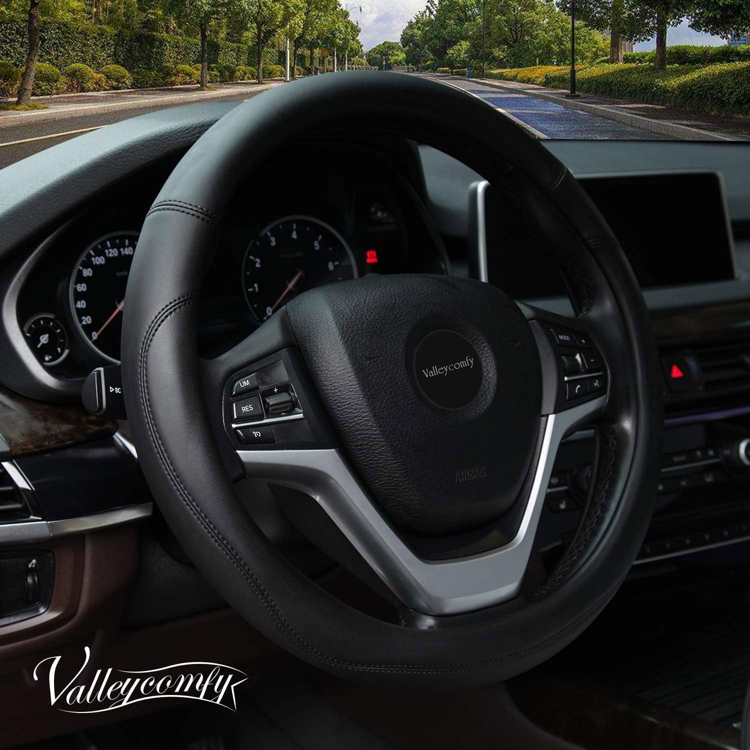 Valleycomfy Universal 15 inch Auto Car Steering Wheel Cover