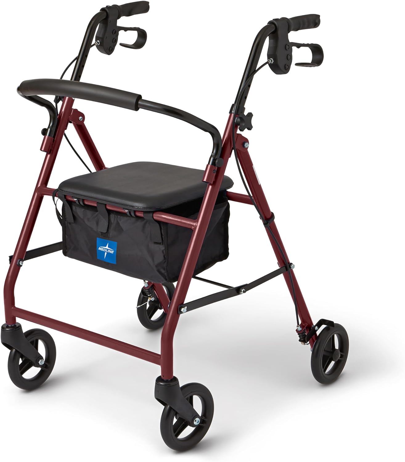 Medline Rollator Walker with Seat, Steel Rolling Walker with 6-inch Wheels