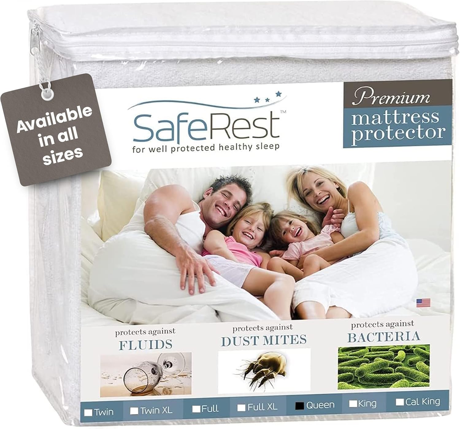 SafeRest Queen Size Premium Hypoallergenic Waterproof Mattress Protector