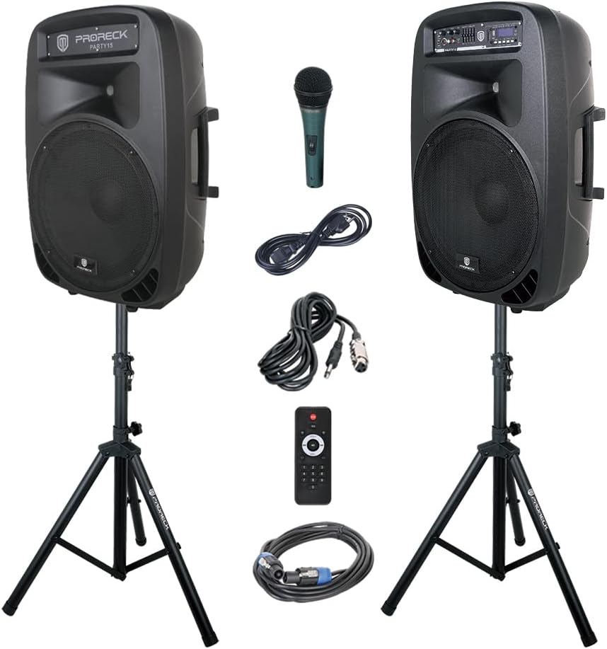 PRORECK PARTY 15 Portable 15-Inch 2000 Watt 2-Way Powered PA Speaker System