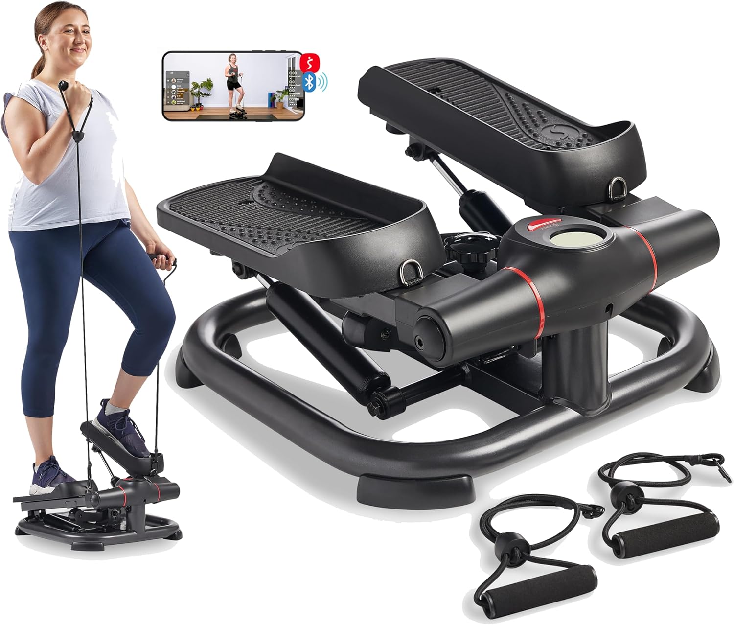 Sunny Health & Fitness Mini Stepper with Resistance Bands
