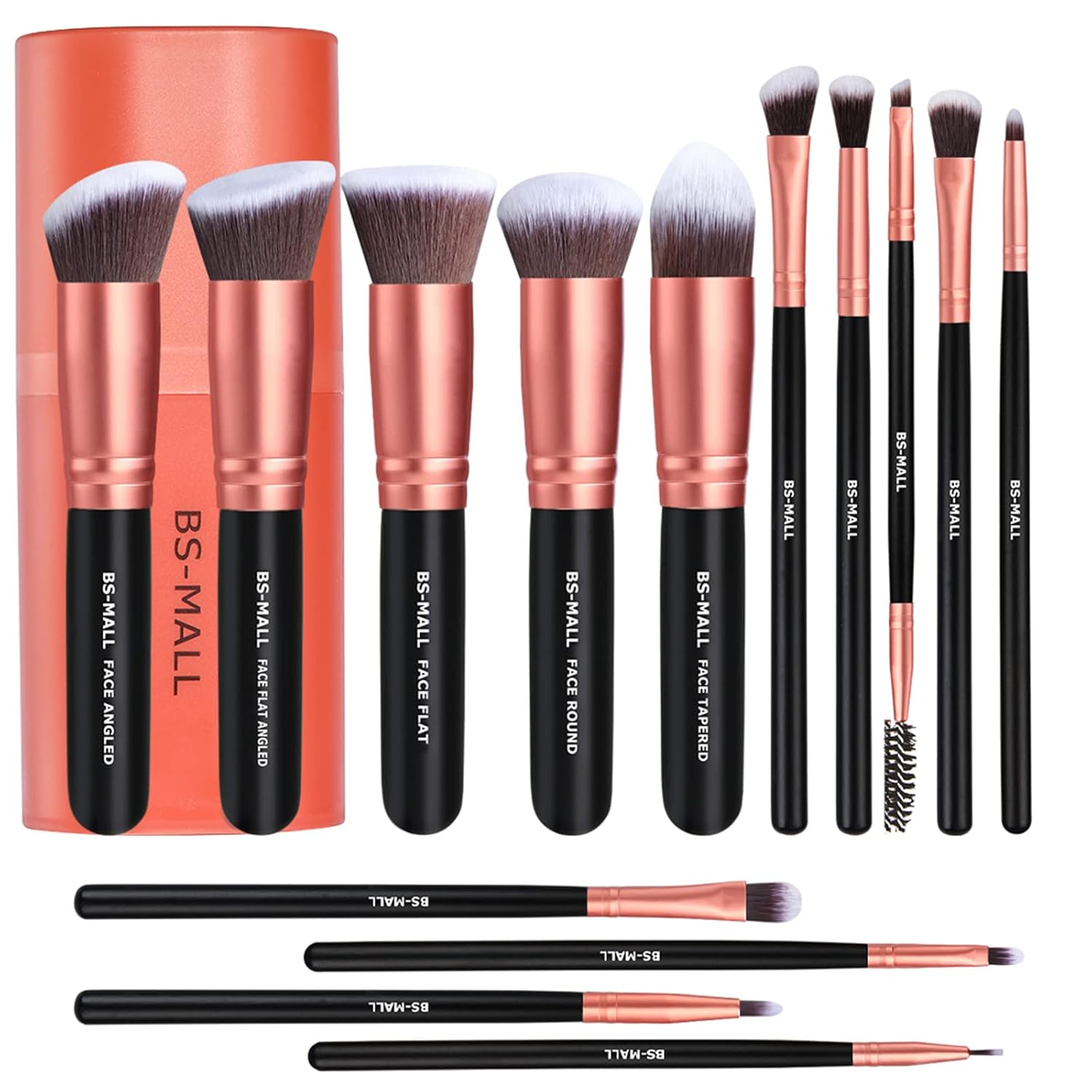 BS-MALL Makeup Brushes Premium Synthetic Foundation Powder Concealers Eye Shadows Makeup 14 Pcs Brush Set