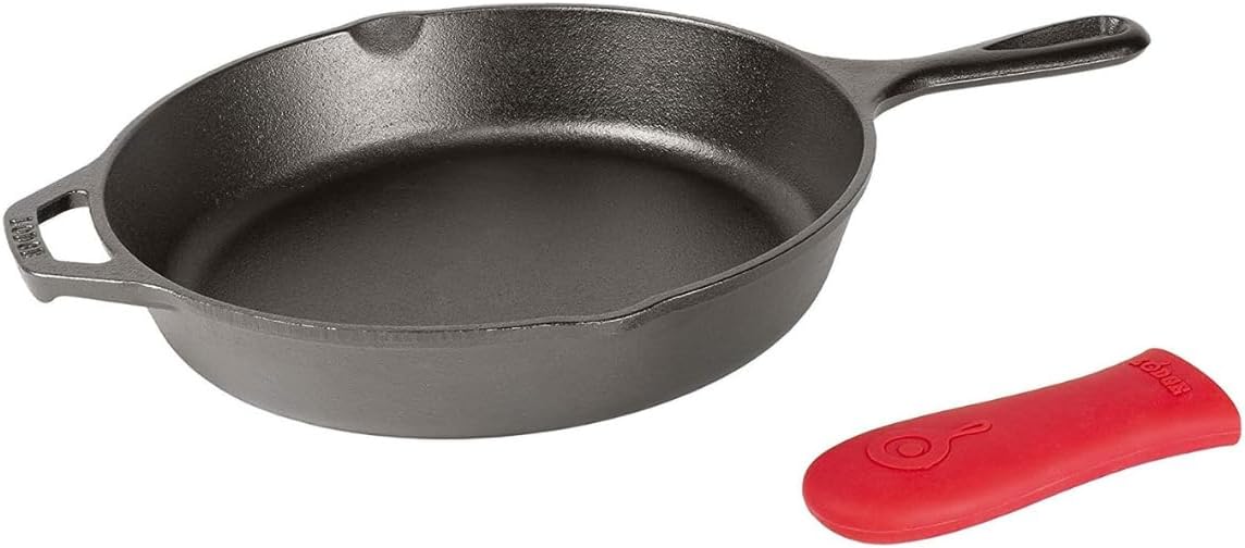 Lodge Cast Iron Skillet, Pre-Seasoned with Silicone Hot Handle Holder