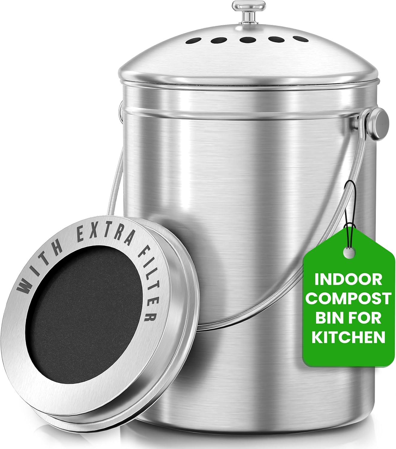 Utopia Kitchen Stainless Steel Compost Bin