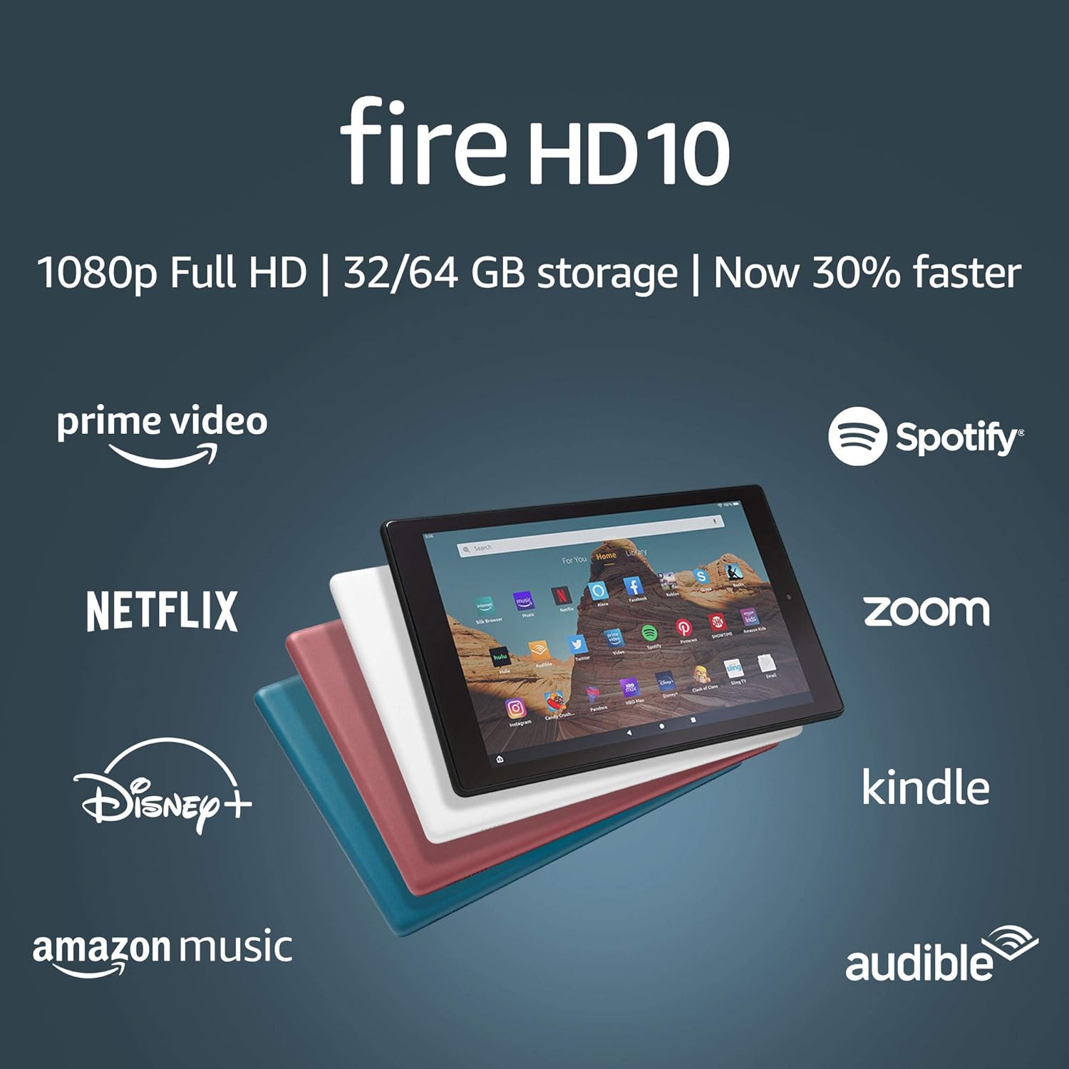 Fire HD 10 Tablet with Alexa Hands-Free, 10.1" 1080p Full HD Display, 32 GB, Black