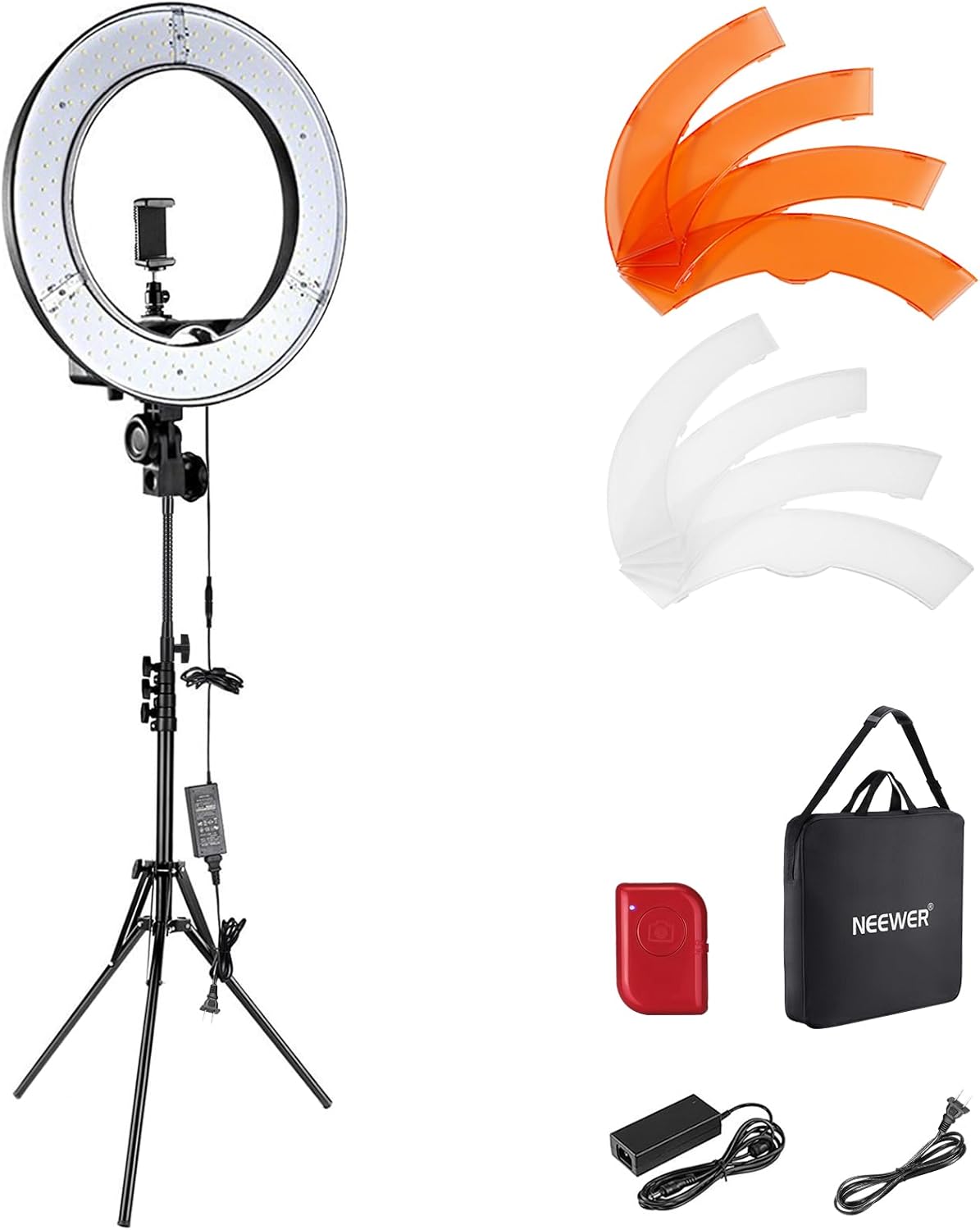 Neewer Ring Light Kit:18"/48cm Outer 55W 5500K Dimmable LED Ring Light