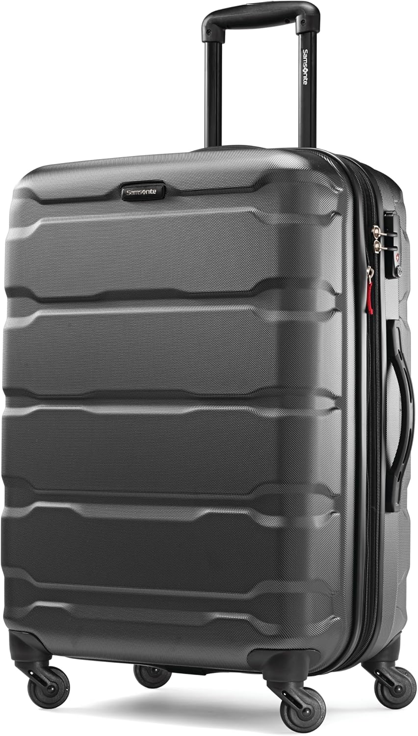 Samsonite Omni PC Hardside Expandable Luggage with Spinner Wheels, Black, Checked-Large 28-Inch