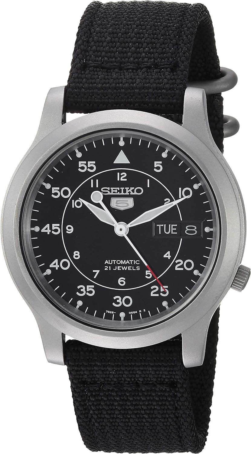 Seiko Men's SNK809 Seiko 5 Automatic Stainless Steel Watch with Black Canvas Strap
