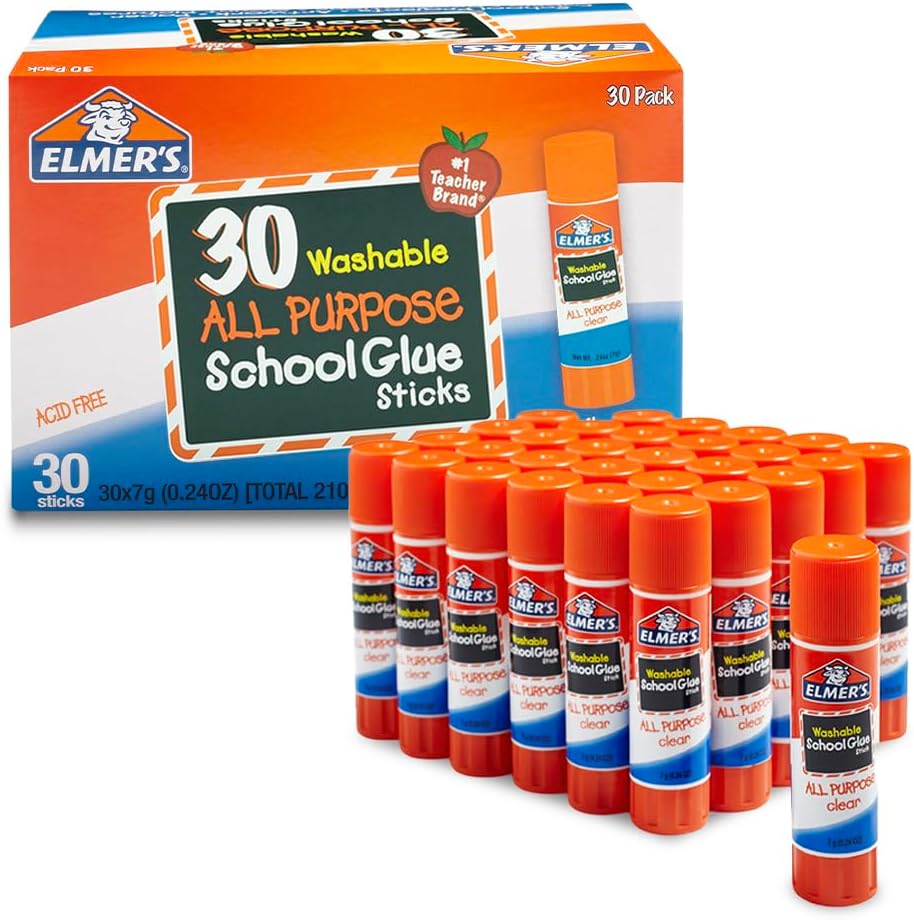 Elmer's Disappearing Purple School Glue, Washable, 30 Pack