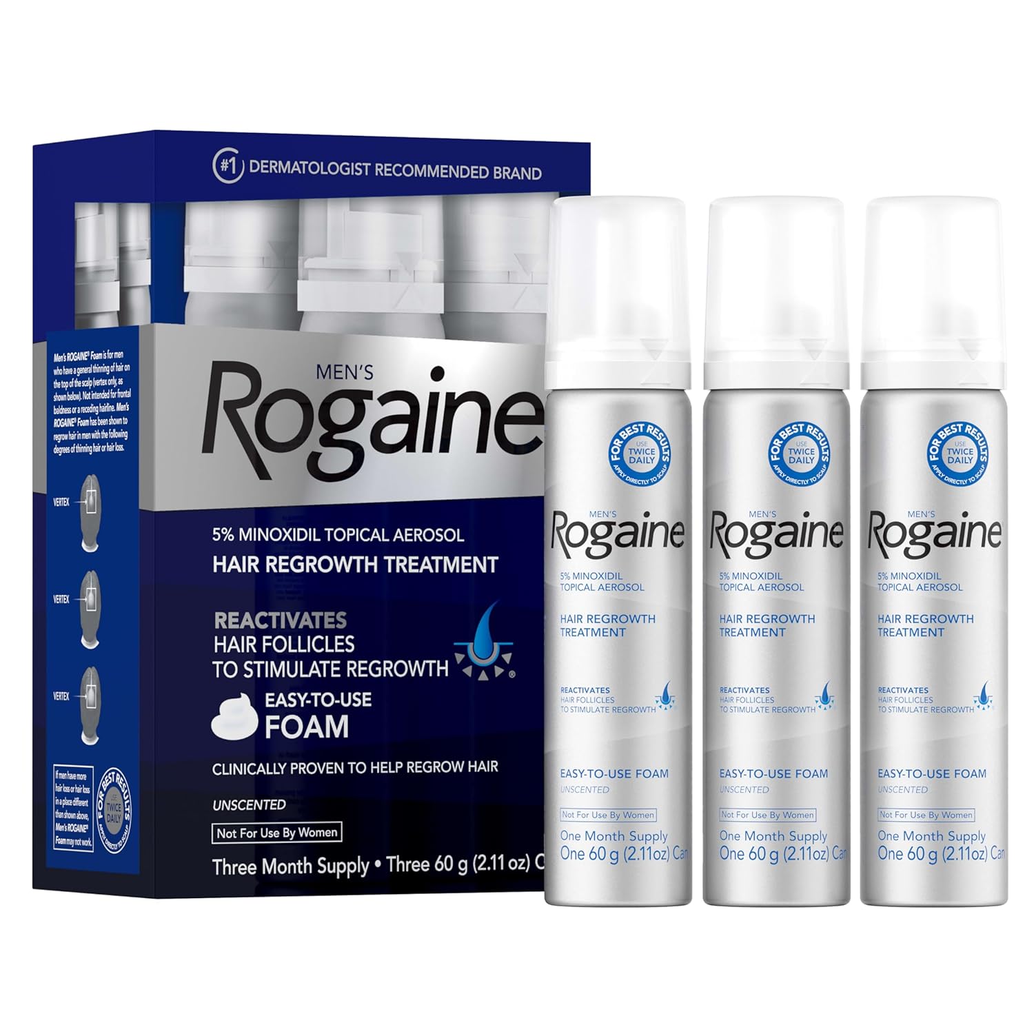 Men's Rogaine 5% Minoxidil Foam for Hair Loss and Hair Regrowth