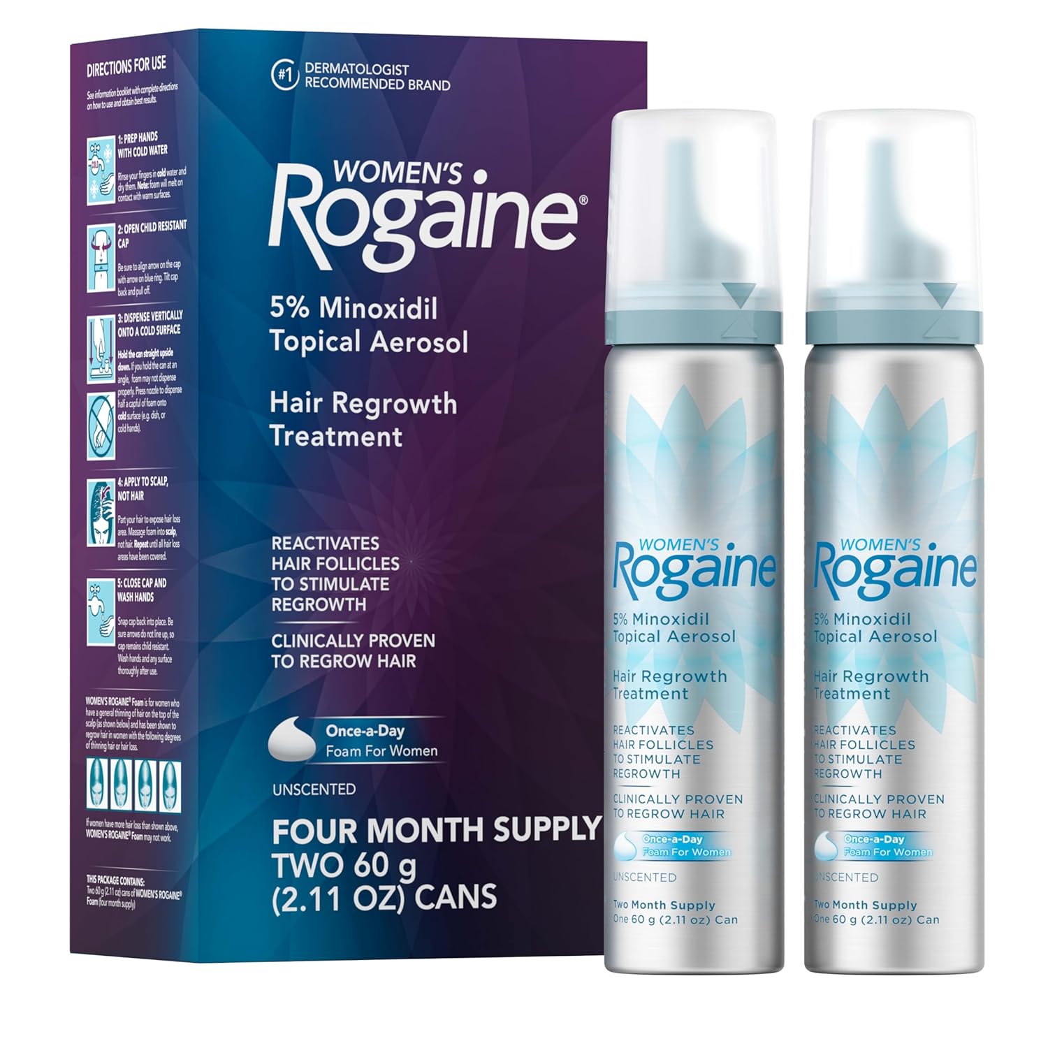 Women's Rogaine 5% Minoxidil Foam for Hair Thinning and Loss