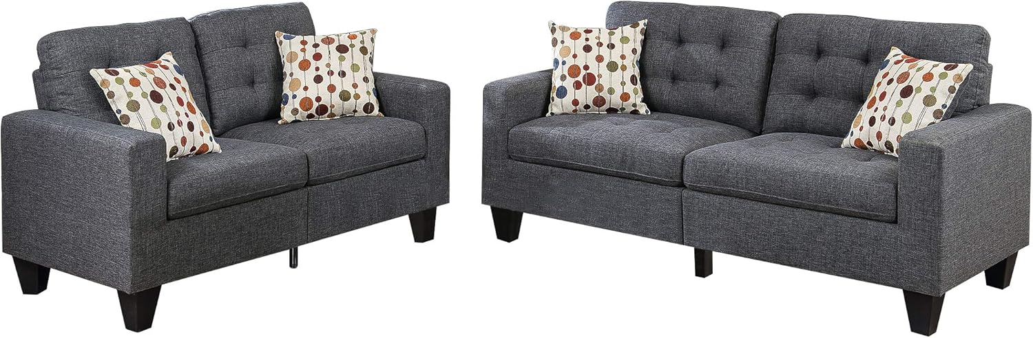 Poundex Bobkona Atlantic Faux Leather 2-Piece Sectional Sofa