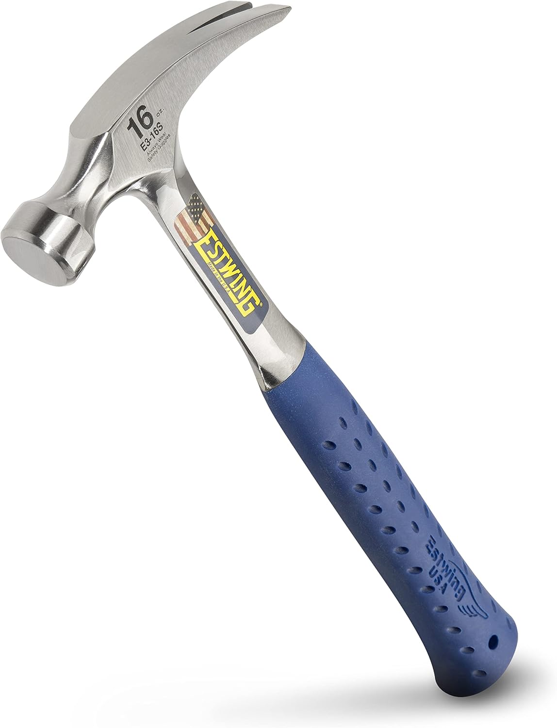 Estwing E3-16S 16 oz Straight Claw Hammer with Smooth Face & Shock Reduction Grip