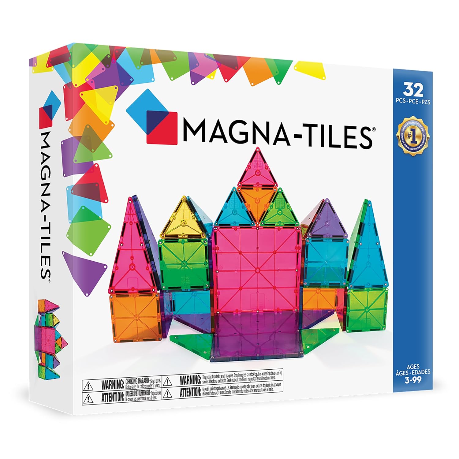 Magna-Tiles 32-Piece Clear Colors Set