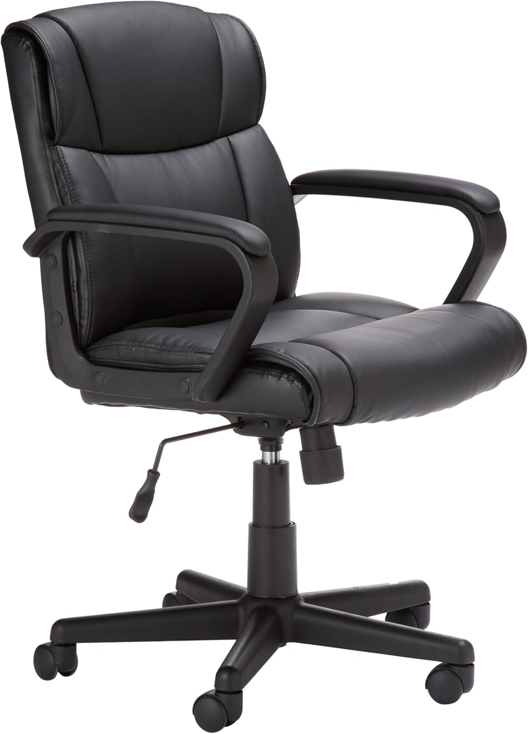 AmazonBasics Leather-Padded, Adjustable, Swivel Office Desk Chair