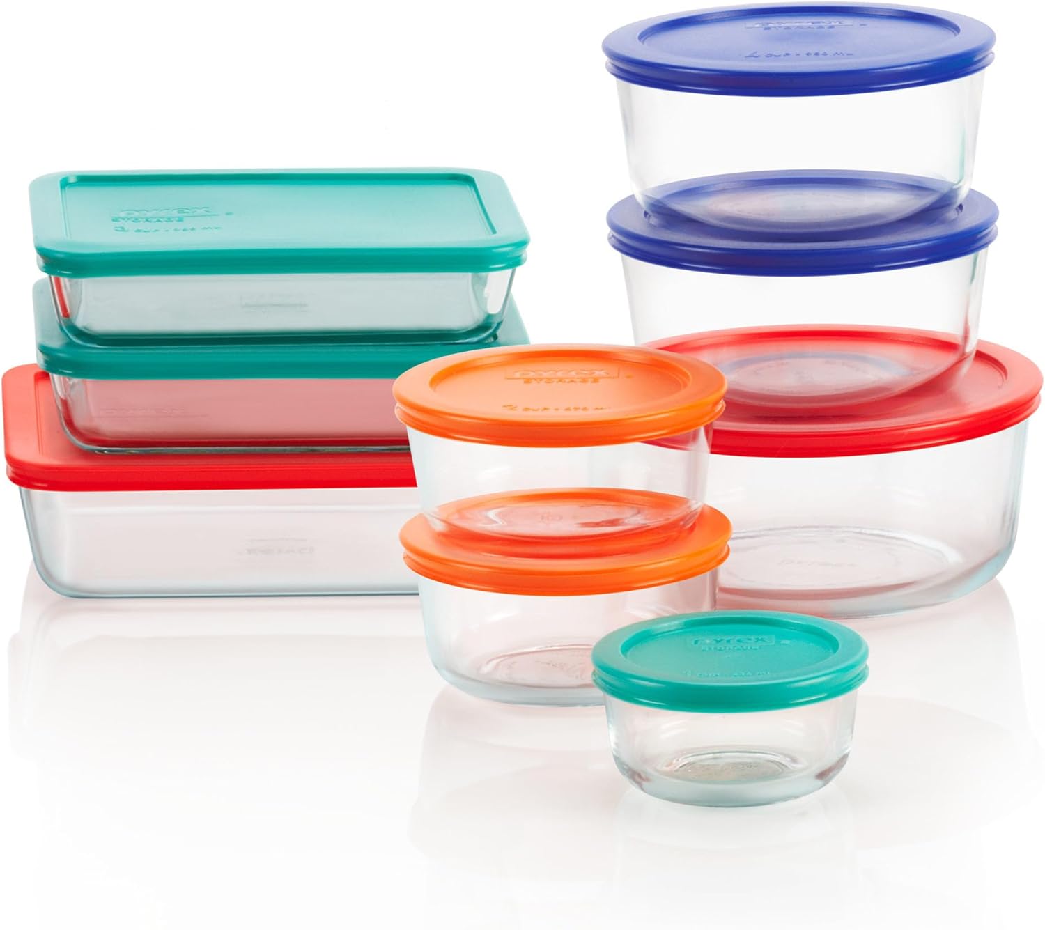 Pyrex Simply Store Meal Prep Glass Food Storage Containers (18-Piece Set, BPA Free Lids)