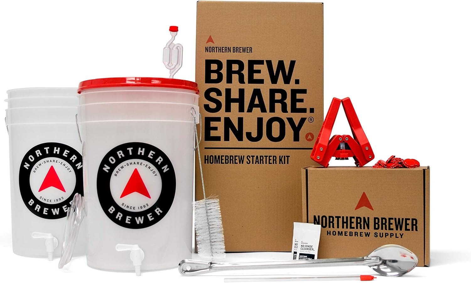 Northern Brewer - HomeBrewing Starter Set with Block Party Amber Beer Brewing Recipe Kit