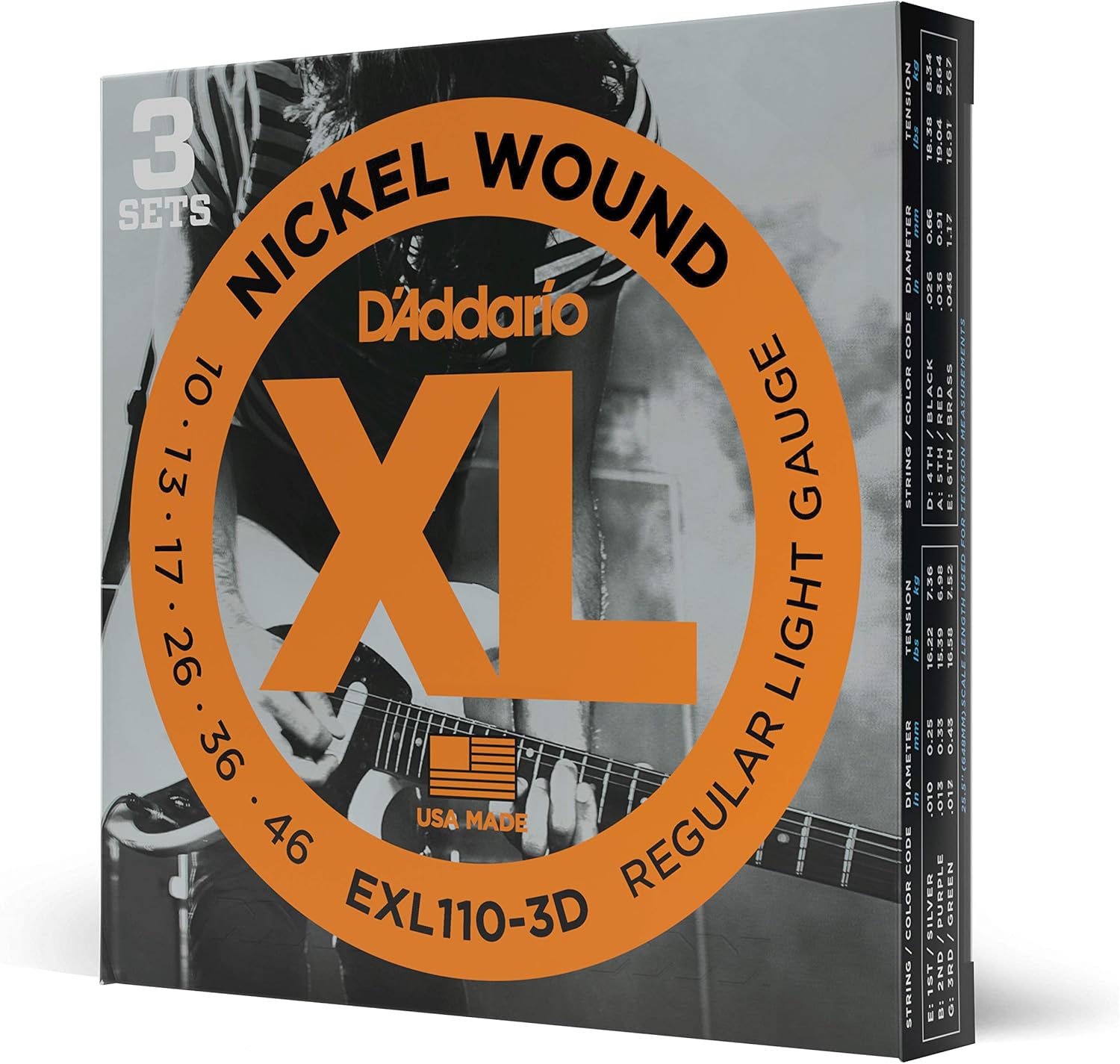 D'Addario EXL110-3D Nickel Wound Electric Guitar Strings