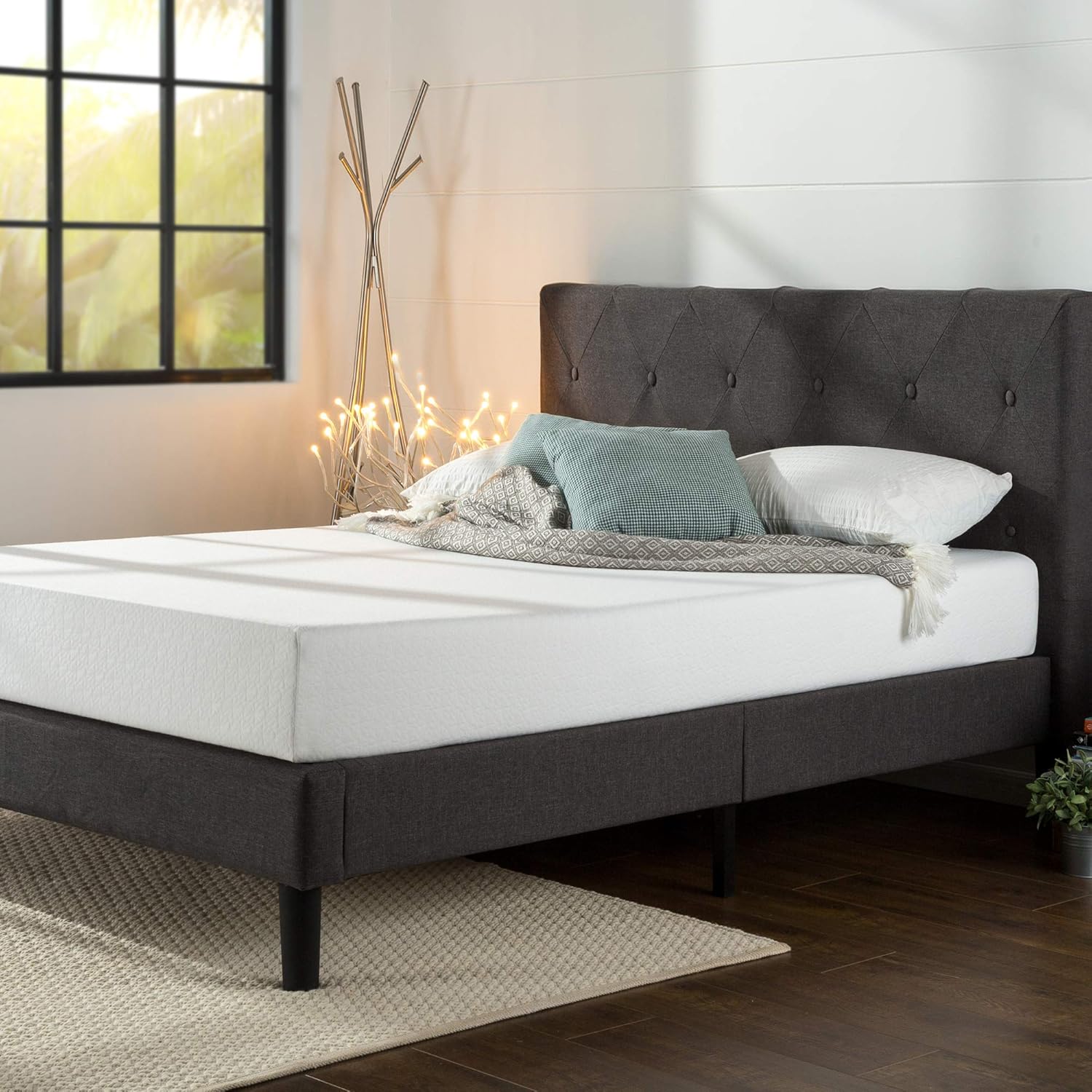 Zinus Shalini Upholstered Diamond Stitched Platform Bed