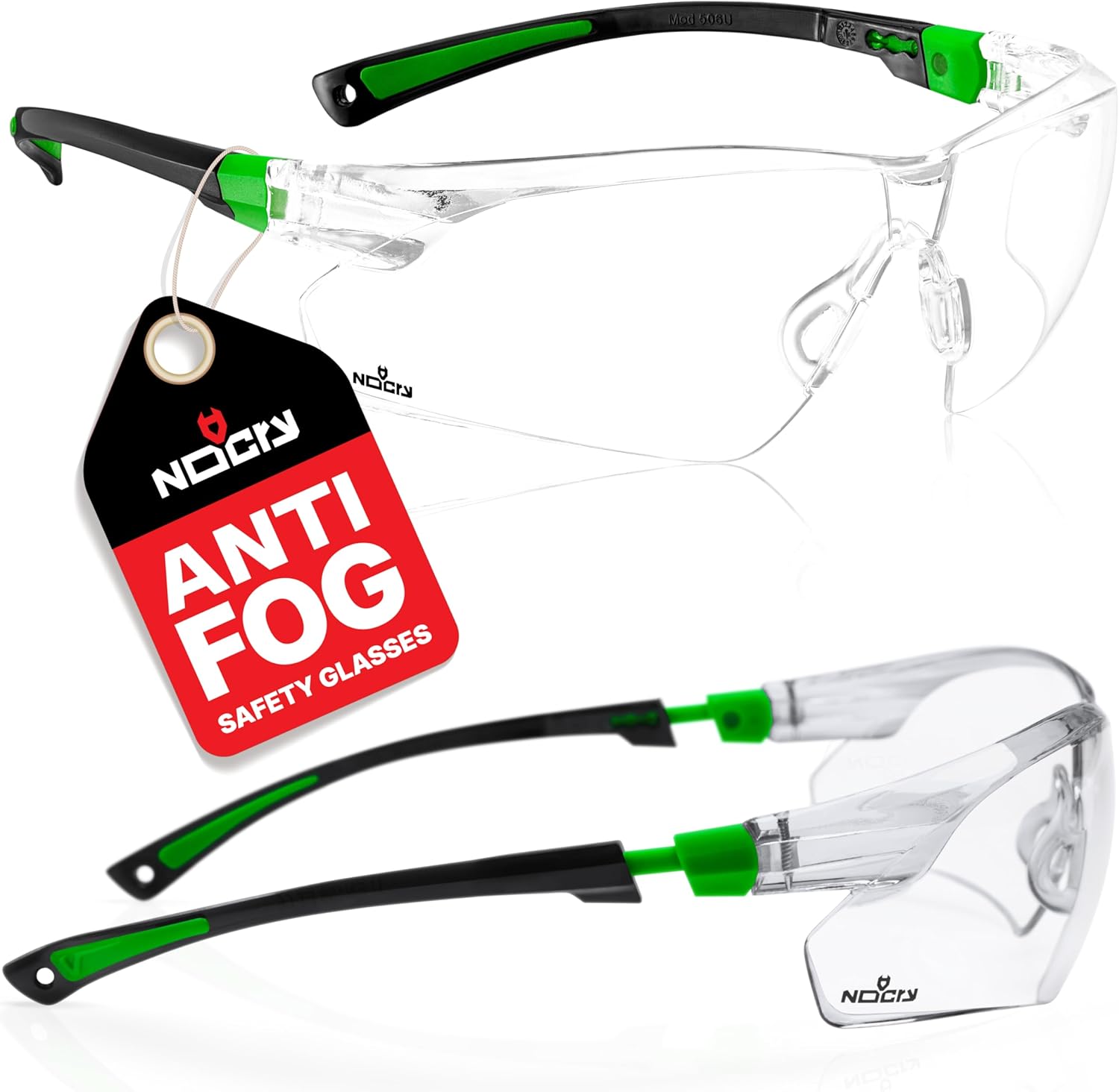 NoCry Safety Glasses with Clear Anti Fog Scratch Resistant Wrap-Around Lenses