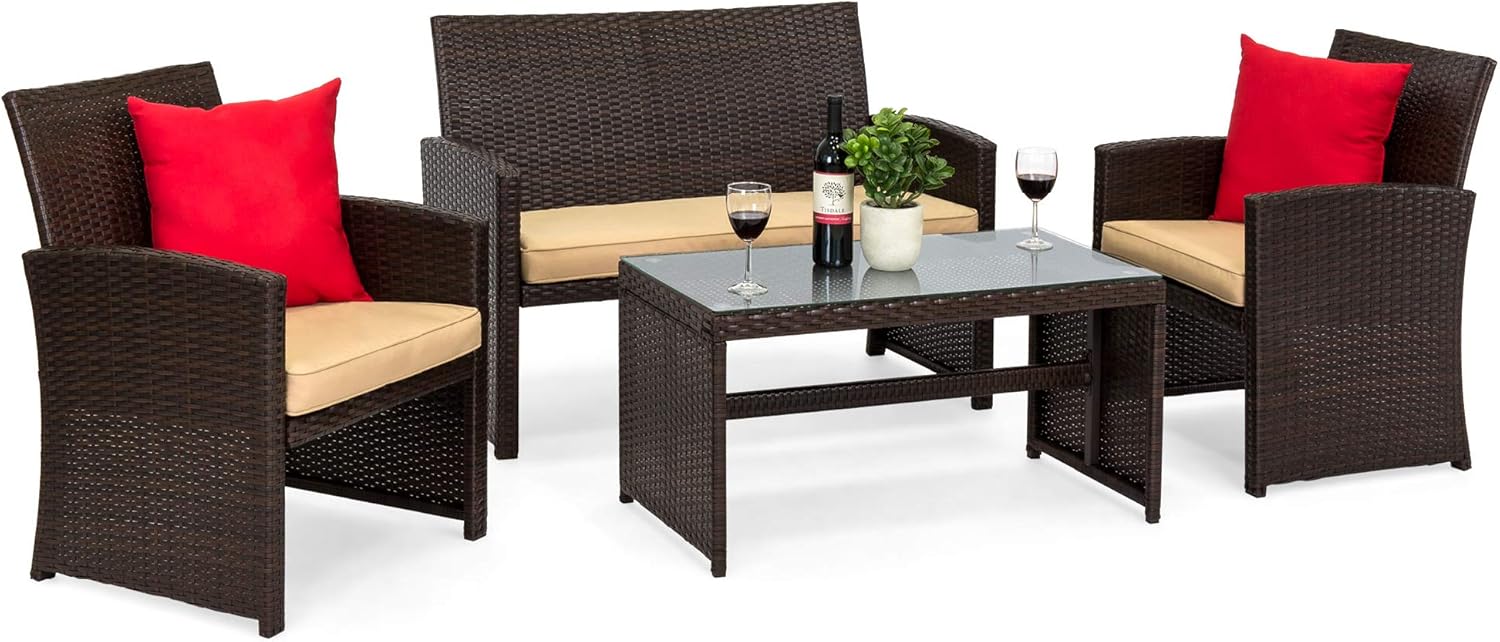 Best Choice Products 4-Piece Wicker Patio Furniture Set