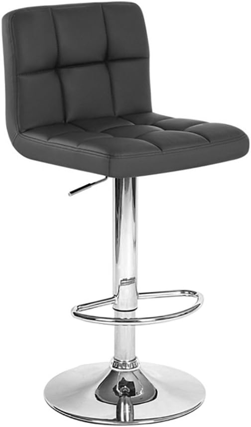 Roundhill Furniture Swivel Black Bonded Leather Adjustable Hydraulic Bar Stool