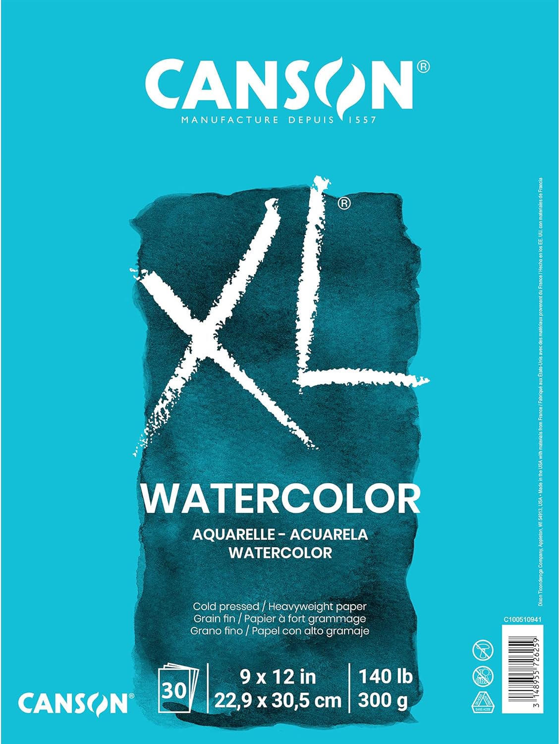 Canson XL Series Watercolor Textured Paper Pad for Paint, Pencil, Ink, Charcoal and Pastel