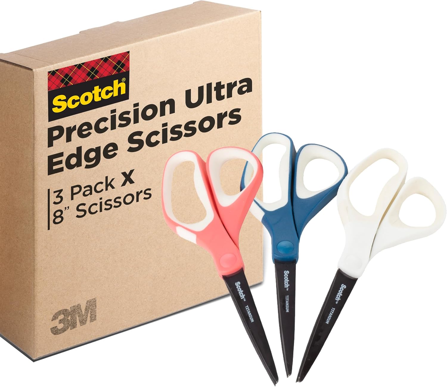 Scotch Precision Ultra Edge Scissors, 8 Inch, 3-Pack