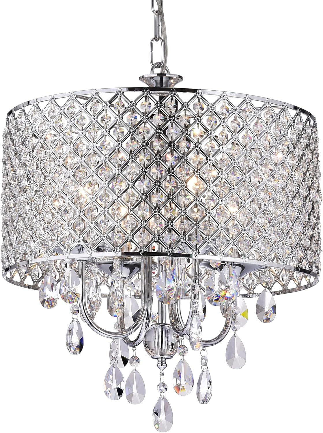 Edvivi Marya 4-Light Chrome Round Crystal Chandelier
