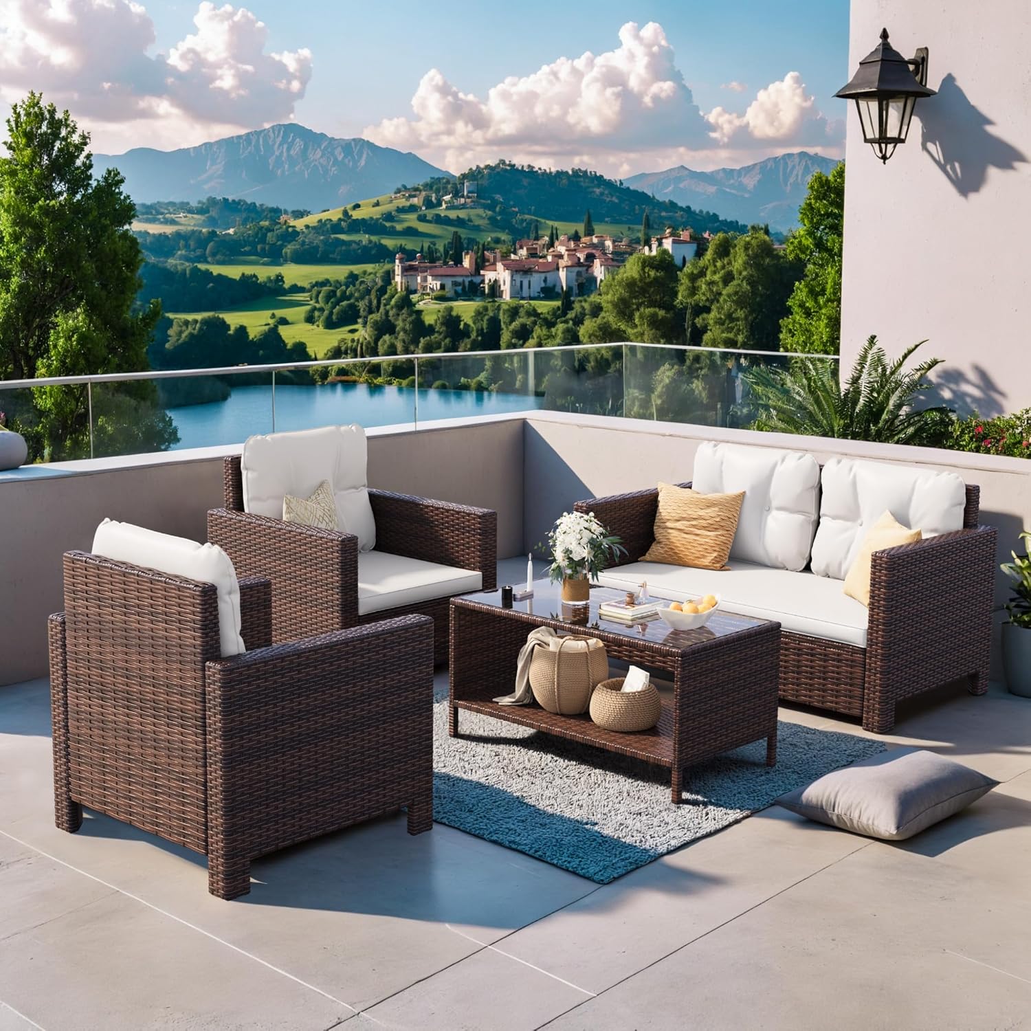 Homall 4 Pieces Outdoor Patio Furniture Sets