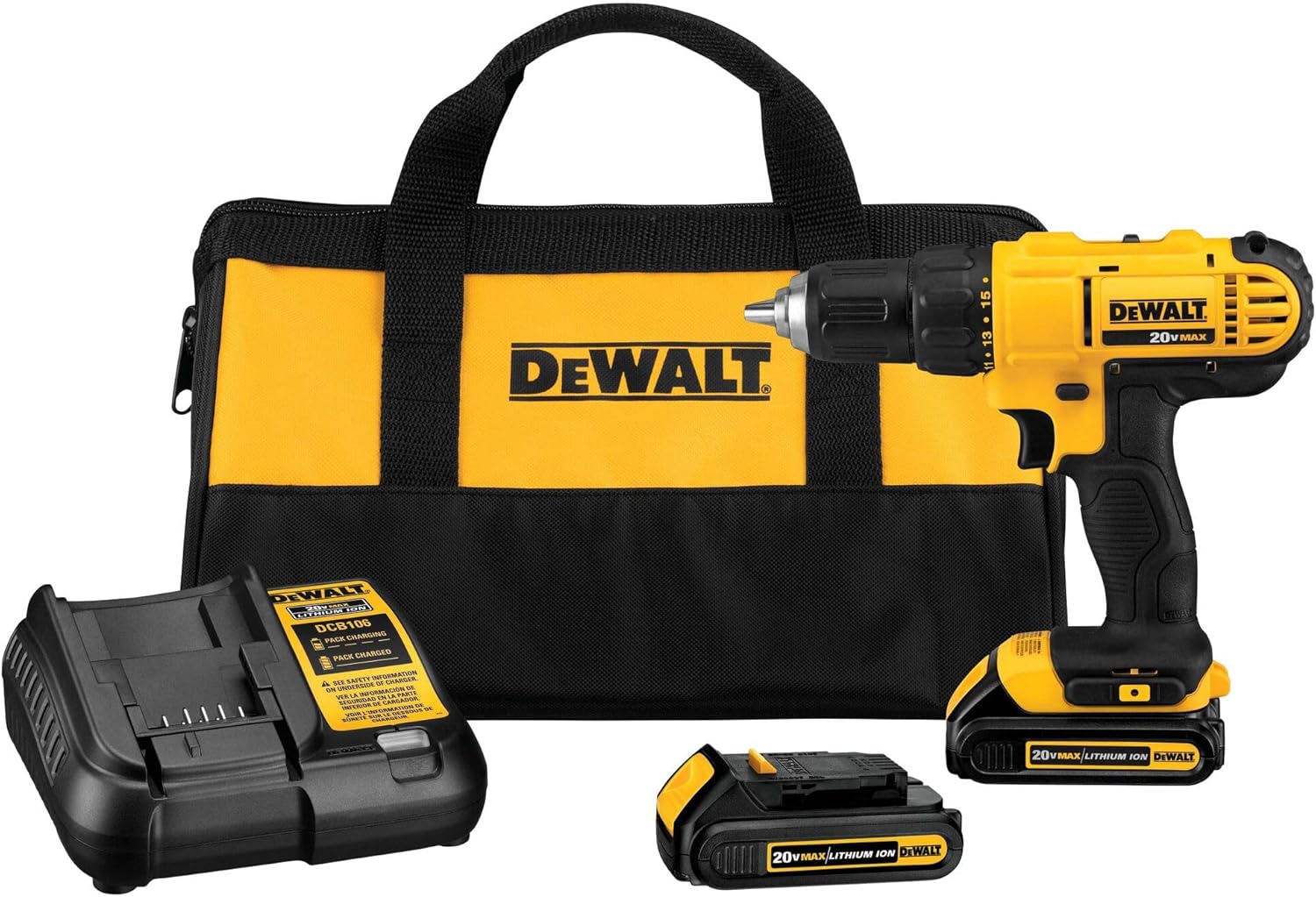 DEWALT 20V MAX Cordless Drill / Driver Kit, Compact, 1/2-Inch (DCD771C2)