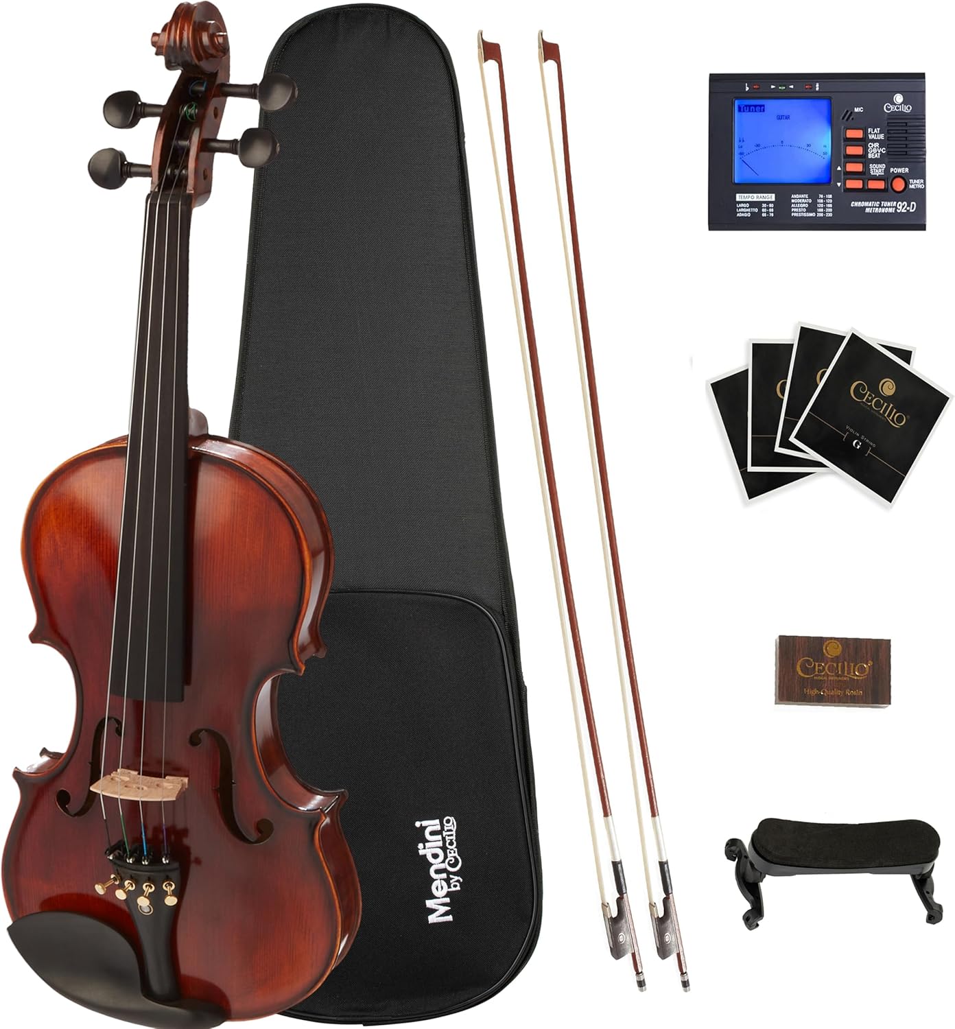 Mendini Full Size 4/4 MV300 Solid Wood Violin