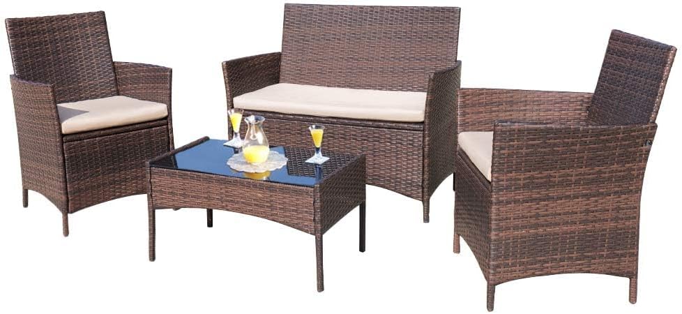Homall 4 Pieces Outdoor Patio Furniture Sets