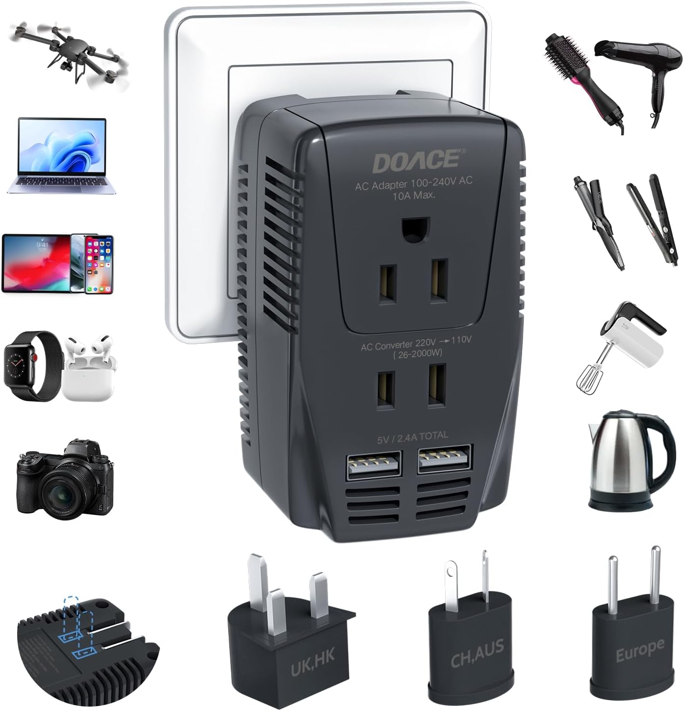 DOACE C8 2000W Travel Voltage Converter