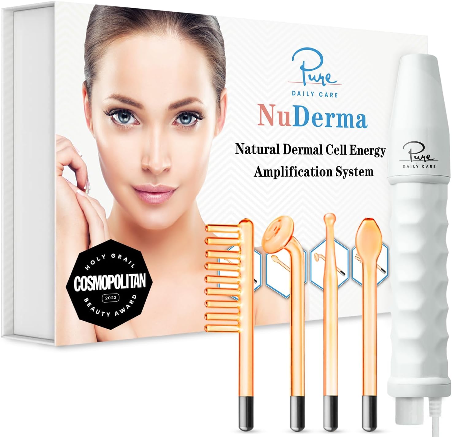 NuDerma Portable Handheld High Frequency Skin Therapy Wand Machine
