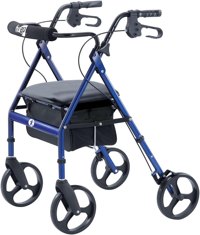 Hugo Mobility Portable Rollator Walker with Seat and Backrest