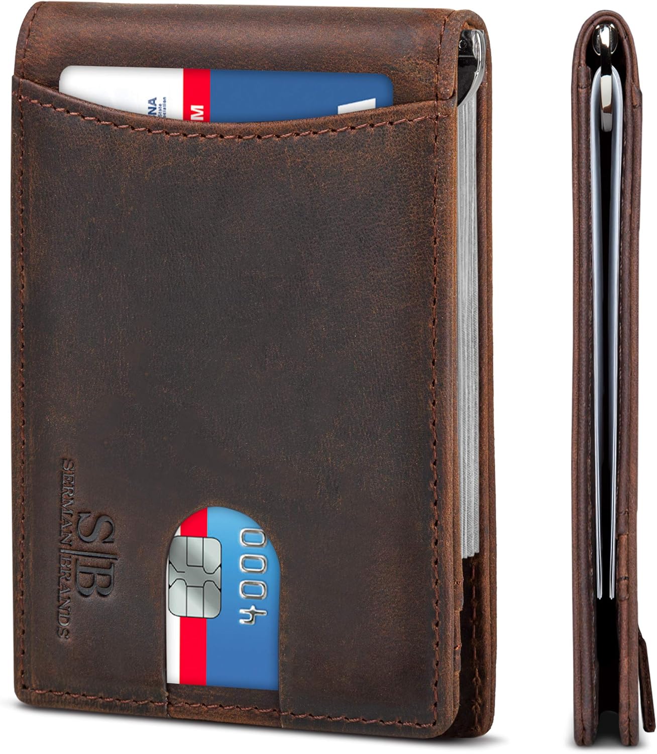 Travelambo Front Pocket Minimalist Leather Slim Wallet