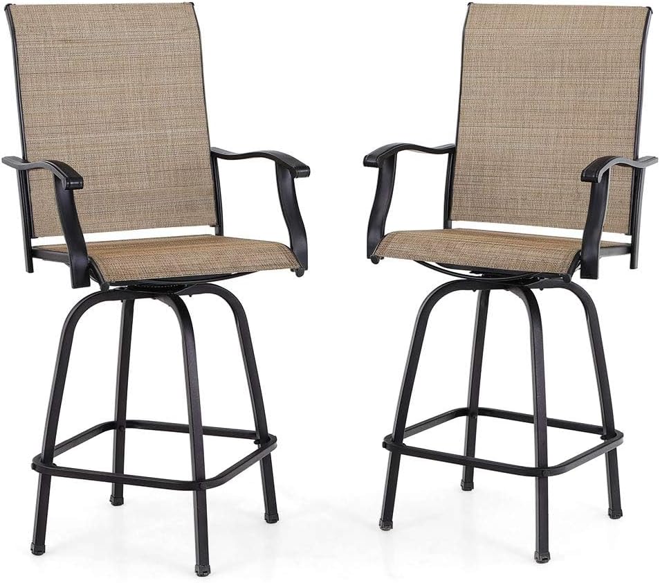 PHI VILLA Swivel Bar Stools All-Weather Patio Furniture