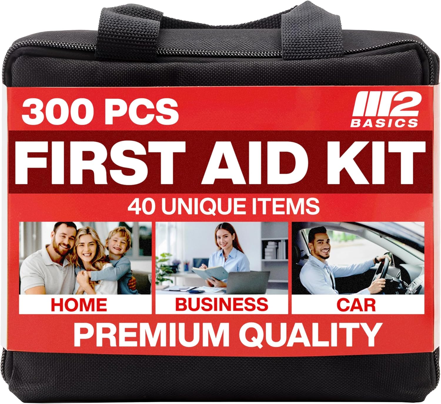 M2 BASICS 300 Piece (40 Unique Items) First Aid Kit