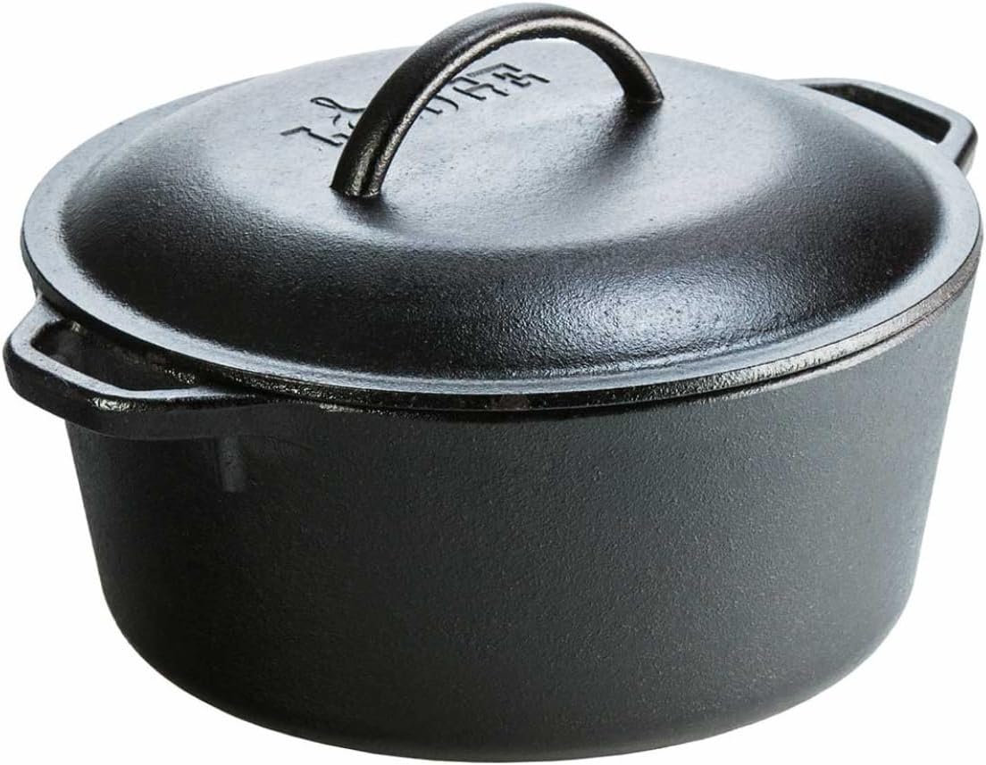 Lodge Pre-Seasoned Cast Deep Skillet With Iron Cover and Assist Handle