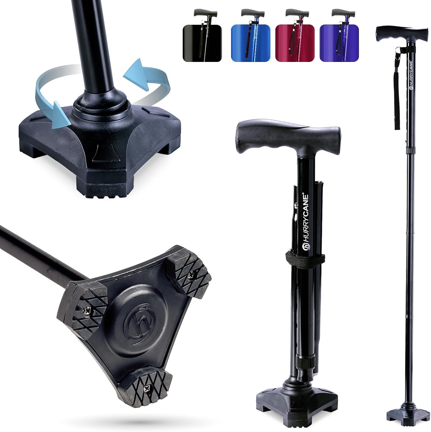 HurryCane Freedom Edition Folding Cane with T Handle