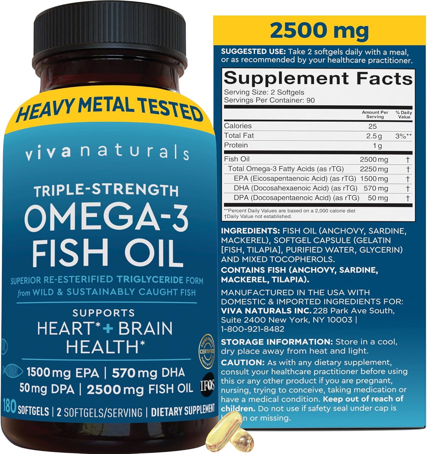 Viva Naturals Omega 3 Fish Oil Supplement