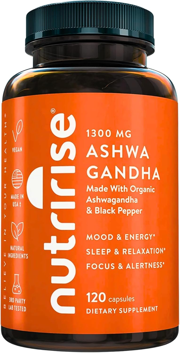 Ashwagandha 1300mg Made with Organic Ashwagandha Root Powder & Black Pepper Extract