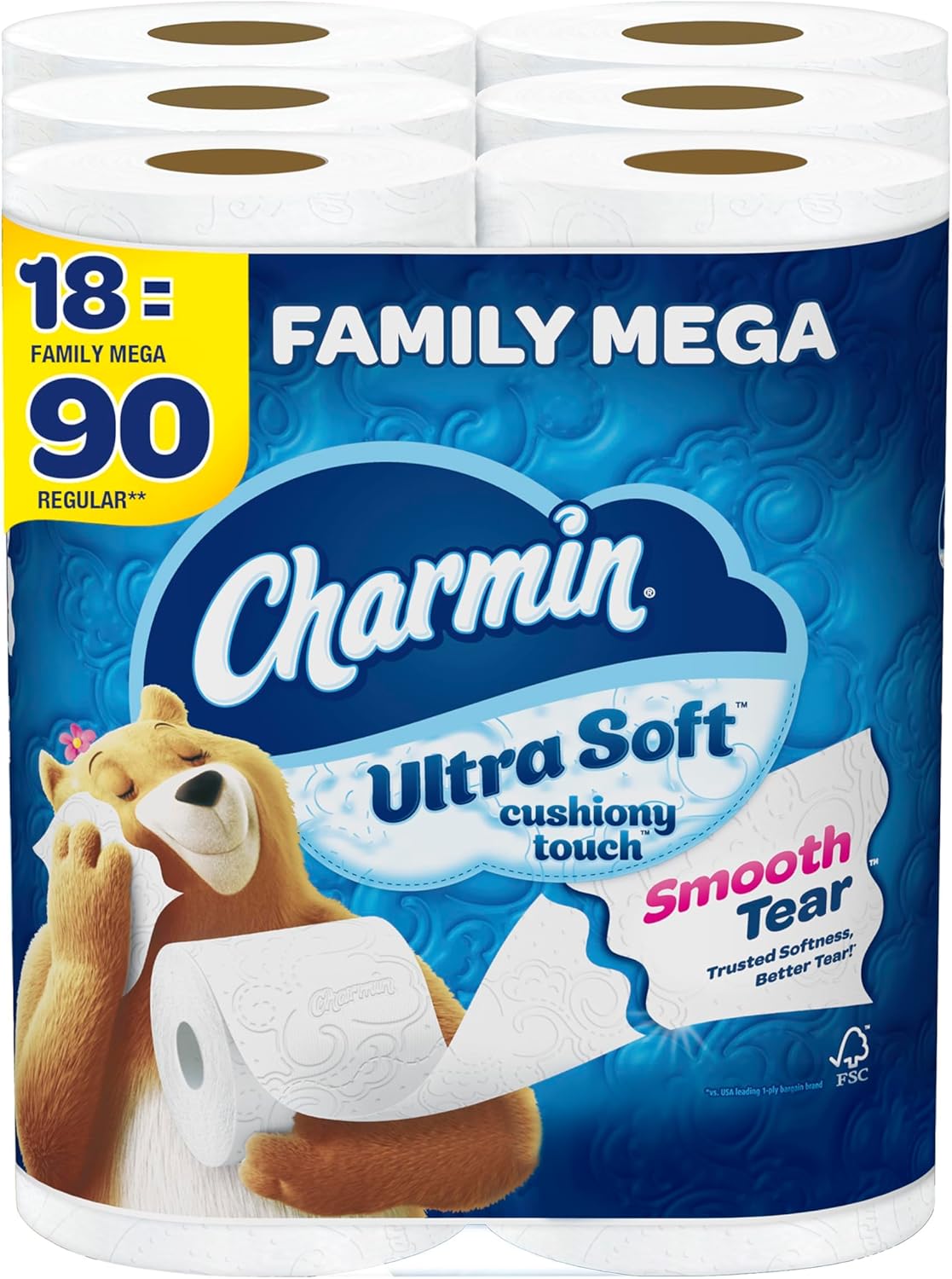 Charmin Ultra Soft Cushiony Touch Toilet Paper, 24 Family Mega Rolls