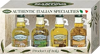Mantova Grand’Aroma Flavored Extra Virgin Olive Oils, Variety Gift Set, made in Italy, cold-pressed, 100% natural, heart-healthy, for grilling, barbequing, smoking, and cooking, 8.5 oz