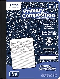 Mead Primary Composition Book, Primary Ruled Journal, Grades K-2, 7-1/2" x 9-3/4", 100 Sheets, Blue Marble (09902)