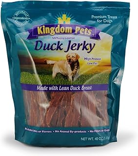 Duck Jerky Dog Treats with Only 3 Ingredients and No Fillers, 2.5 Pound Bag