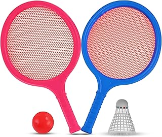 Badminton Racket Set for Kids, Toddlers with Paddles, Ball and Birdie - Junior Kindergarten Student Outdoor Sports Tennis Racquet Play Game Beach Toys