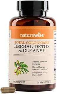 Naturewise Total Colon Care Herbal Cleanse - With Prebiotics, Botanicals, & Antioxidants - for Regular Bowel Movement, Digestion, Gut Health - Vegan, Gluten-Free, Non-GMO - 60 Capsules[2-Month Supply]